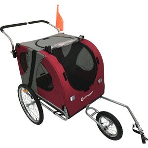 Topmast Easy Flow Hondenfietskar - Met Jogger Functie - Opvouwbaar - Rood - Large