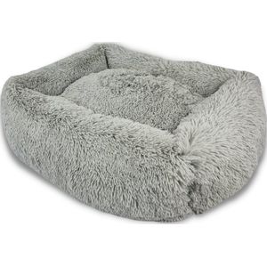 Topmast Fluffy Lounge Serie - Hondenmand - 50 x 38 x 19 cm - Zilver - Hondenbed - Hondenkussen - Kattenmand