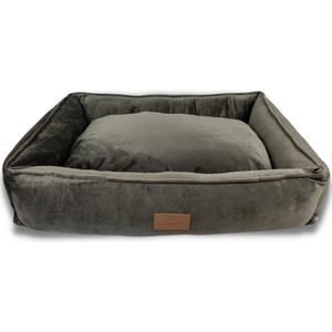 Topmast Soft Velours - Hondenmand - 61 x 48 cm - M - Grijs - Hondenbed - Hondenkussen - Luxe Hondenmanden - Machinewasbaar Binnenkussen