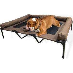 Topmast Honden Ligbed - Hondenbed Hondenstretcher - XXL - 122 x 91 cm - Bruin met Bumperrand