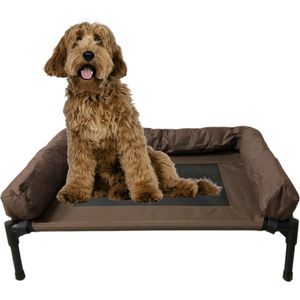 Topmast Lounge XL - Hondenstretcher - 92 x 71 x 18 cm - Bruin - Met Bumperrand - Hondenbed - Honden Ligbed - Stretcher - Opvouwbaar