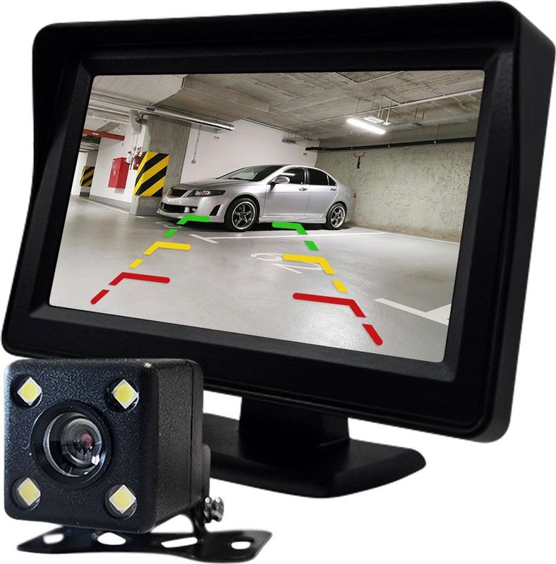 Achteruitrijcamera 12V met Parkeerhulp - 4.3 inch HD Ready - 5 meter aansluitkabel - Complete set