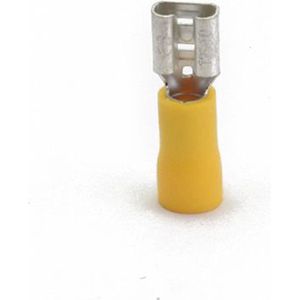 Opschuifcontact/kabelschoen vrouwelijk - 6,3x0,8mm - geel - 25 stuks