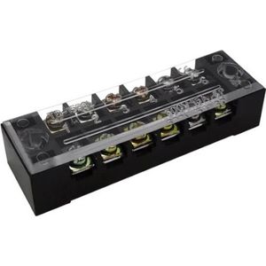 Dual Distributieblok Schroefkroonsteen Strip 6-Voudig - 600V/15A - TB-2506 - Zwart