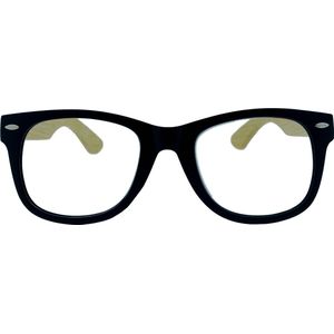 Noci Eyewear RPCY300 100% gerecyclede leesbril +1.50 - Mat zwart - Bamboe poot - Rechthoekig montuur