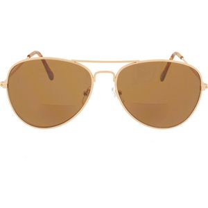 Noci Eyewear IBC317 Aviator Bifocale zonneleesbril +1.50 - Goudkleurig frame, bruine glazen
