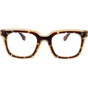 Noci Eyewear KCB027 leesbril Livia sterkte +1.00 Transparant beige - Tortoise - inclusief opbergpouch - Groot montuur