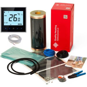 16,0M²2240 Watt Vloerverwarming elektrisch onder laminaat en hout set Zwart