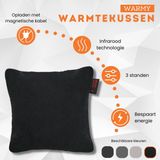 Warmy - Warmtekussen - Zwart - Oplaadbaar - Draadloos - 40 x 40 cm
