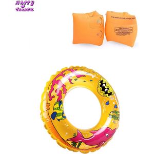 Happy Trendz® Zwem ring + Roll ups arm ringen set - Oranje - Orange - kinderen - veiligheid - zwemmen -