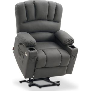 Mara Luxe Relaxstoel - Opstahulp - Ligfunctie - Televisiestoel - Elektrisch verstelbaar - USB - Microvezelstof - Grijs - ‎85 x 85 x 111 cm
