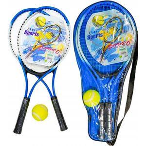 Tennis Set - 2 Rackets - met Tennisbal - Blauw - in Hoes - Lichtgewicht - Tennis Rackets - Tennisrackets - Buiten Speelgoed - Sport - Tennis - Buitenspeelgoed