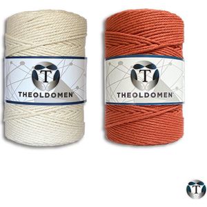 Macramé Koord | Bundelkorting | 400 meter | Beige | Rust | 100% Katoen | Macramé | Macramé Touw | 3mm | Triple Twist | Plantenhanger | Dromenvanger | Wandkleed | Weven | Knopen | Breien | Haken | DIY | TheOldOmen |