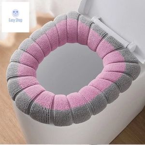 2x Toiletbril Hoes - Zachte Toiletzitting - Toiletbril Cover - WC Bril Cover - Herbruikbaar - Wasbaar - Wc brilhoes - Combi kleur roze/grijs