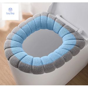 2x Toiletbril Hoes - Zachte Toiletzitting - Toiletbril Cover - WC Bril Cover - Herbruikbaar - Wasbaar - Wc brilhoes - Combi kleur blauw/grijs