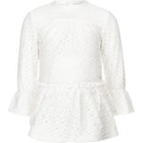 Koko Noko - Broderie Jurk - Gebroken Wit - Ruches op Heup en Pols