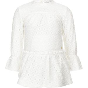 Koko Noko - Broderie Jurk - Gebroken Wit - Ruches op Heup en Pols