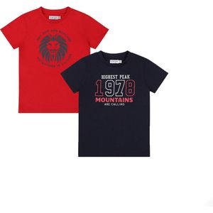Dirkje Jongens 2 PACK T-shirt - Red + navy - Maat 98