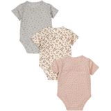 Dirkje - Korte Mouw Overslag Romper - Pink - 3 Stuks