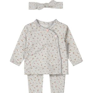 Dirkje - Overslag Shirt met Broekje en Haarband - Faded Blue - Organisch Katoen