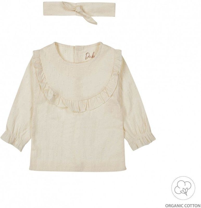 DIRKJE Blouse Ls - Gebroken Wit - Organic Cotton - Inclusief Hoofdband