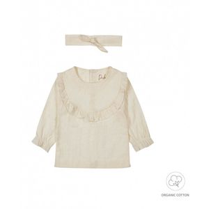DIRKJE Blouse Ls - Gebroken Wit - Organic Cotton - Inclusief Hoofdband