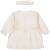 Dirkje - Ruffle Jurkje - Off White - 100% Organisch Katoen - Incl. Haarband