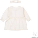 Dirkje - Ruffle Jurkje - Off White - 100% Organisch Katoen - Incl. Haarband