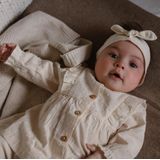 Dirkje - Ruffle Jurkje - Off White - 100% Organisch Katoen - Incl. Haarband