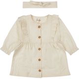 Dirkje - Ruffle Jurkje - Off White - 100% Organisch Katoen - Incl. Haarband