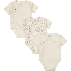 DIRKJE 2 Lagen Bodysuit - Gebroken Wit - Organic Cotton - 3 Stuks Uniseks