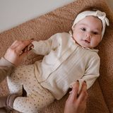 Dirkje - High Waist Broekje - Off White - Organisch Katoen - Blaadjesprint