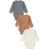 Dirkje - Organic Rompertjes - Blauw - Lange Mouw - 3 Stuks