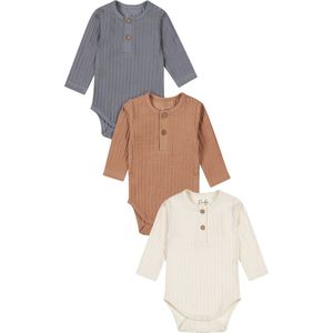 Dirkje - Organic Rompertjes - Blauw - Lange Mouw - 3 Stuks