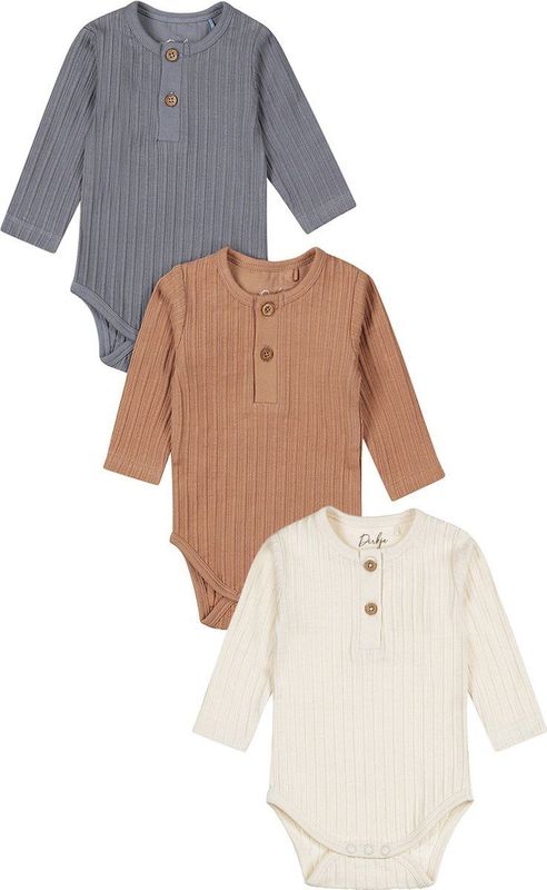 Dirkje - Organic Rompertjes - Blauw - Lange Mouw - 3 Stuks
