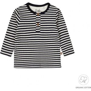 Dirkje - Never out of stock Shirt - Biologische katoen - Navy - Met streepje - opa sluiting - Maat 74