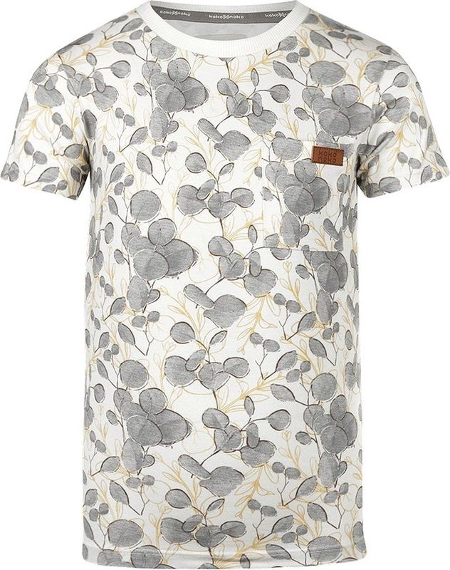 Koko Noko - T-shirt - Wit-Grijs-Geel - Katoenmix - Ronde Hals