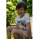 Koko Noko - T-shirt - Wit Blauw Geel - Katoen - Korte Mouwen