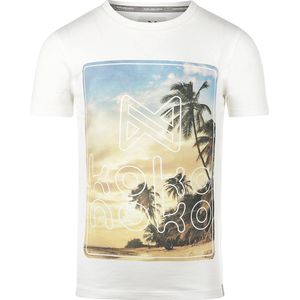 Koko Noko - T-shirt - Wit Blauw Geel - Katoen - Korte Mouwen