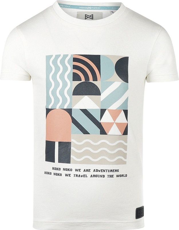 Koko Noko - T-Shirt - Off White - Katoen - Kleurrijke Print