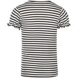 Koko Noko - T-shirt - Donkerblauw/Wit - Katoen/Lurex/Elastaan - Ronde Hals/Pofmouwen