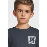 No Way Monday - T-shirt - Steel Blue - Print op Borst en Rug