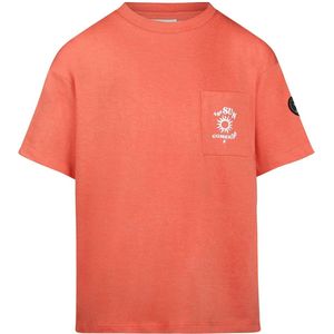 No Way Monday - Jongens T-shirt - Rood - Met Button en Print