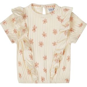 Dirkje - Meisjes T-shirt - Off white - All Over Bloemetjes Print