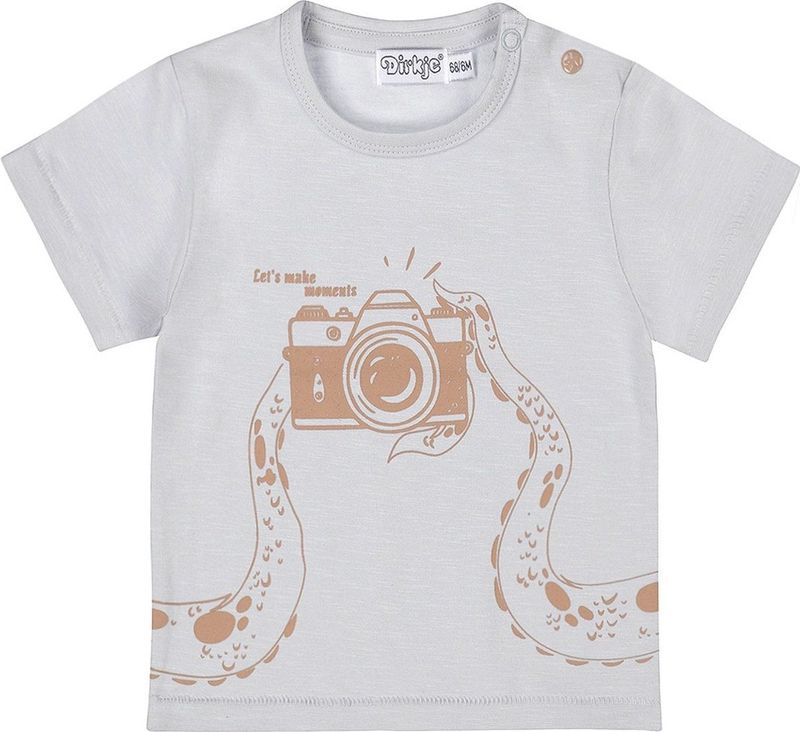 Dirkje - T-shirt - Lichtblauw - Katoen - Bruine Print