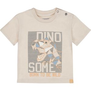 Dirkje - T-shirt - Zand - Katoen - Grote Print Op De Borst