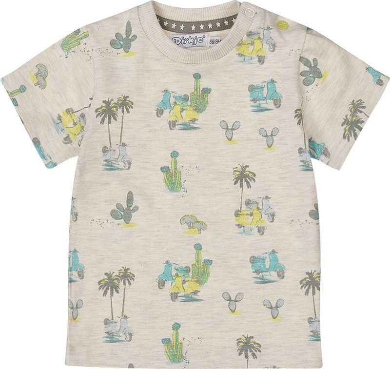 Dirkje - T-shirt - Grijs Melange - Geel Groen - Katoenmix