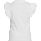 Koko Noko - T-shirt - Wit - Katoen met Elastaan - Ronde Hals, Kapmouwtjes, Broderie en Ruches