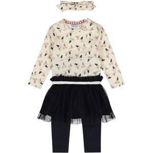 Dirkje - Jurk - Off-white en Donkerblauw - Meisjes Set