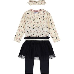 Dirkje - Jurk - Off-white en Donkerblauw - Meisjes Set